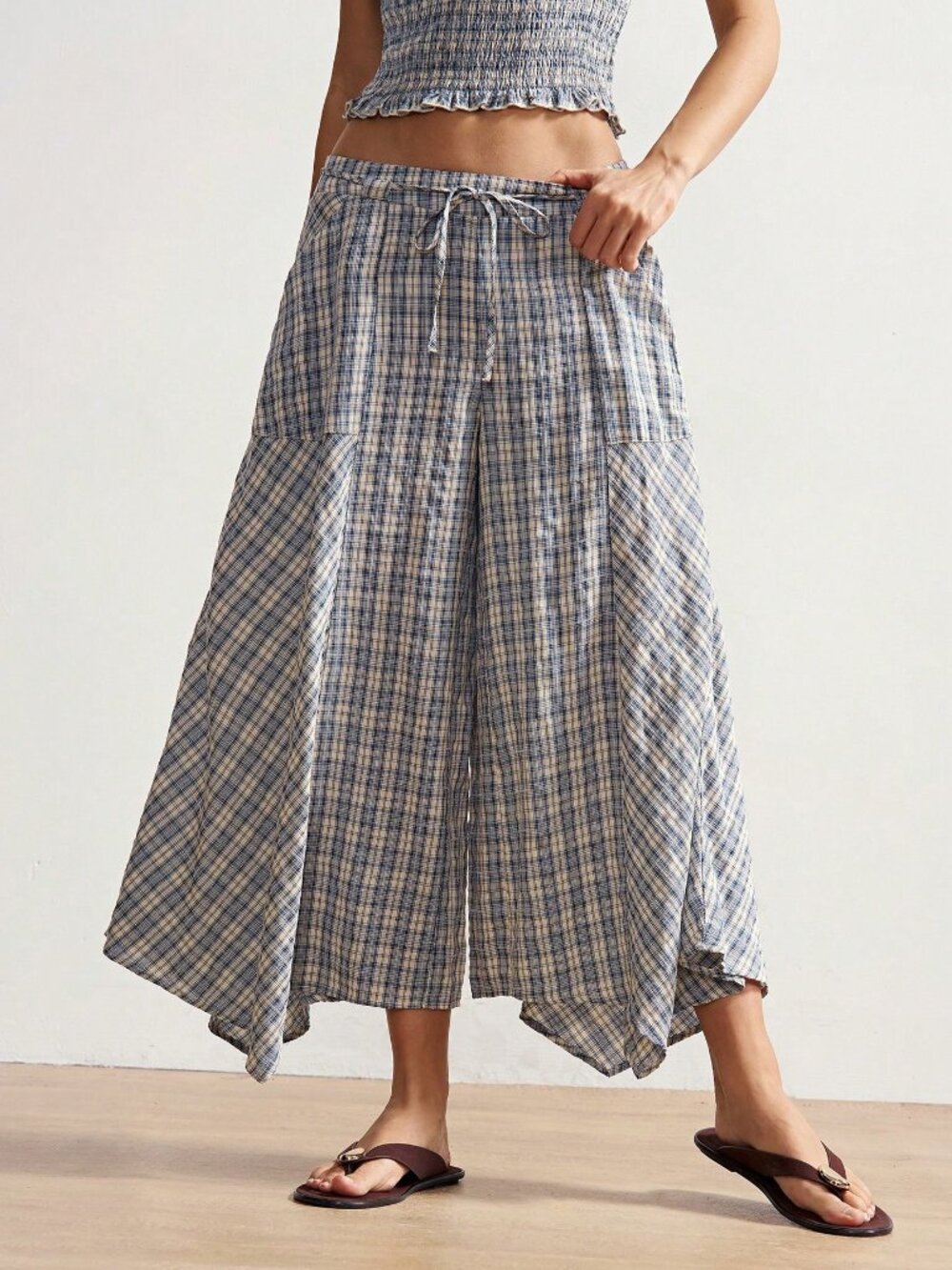 Casual Women's Boho Plaid Long Pants - Picture 5 of 10